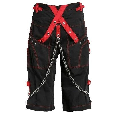 Mens Extreme Bondage Red Skater Gothic Punk Rocker Cyber Steampunk Biker Shorts