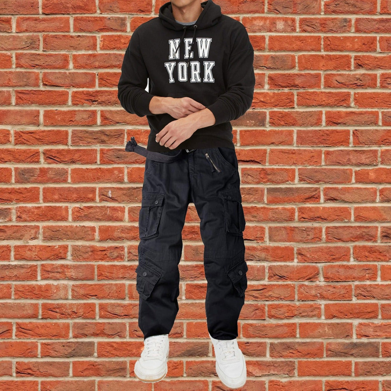 Men's Cotton Casual Military Army Camo Combat Work Cargo Pants with 8 Pockets