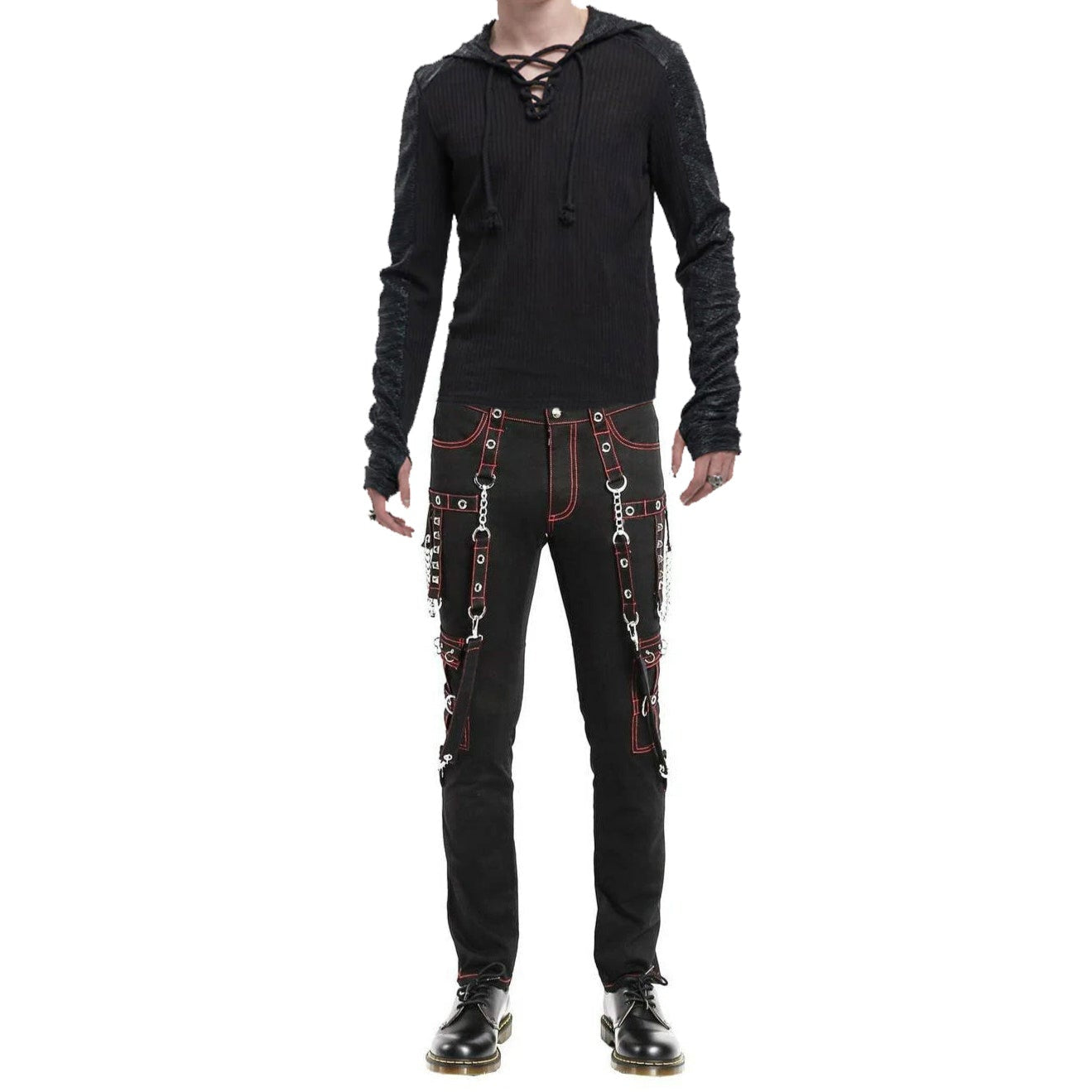 Gothic Men's Military Officer Trousers Black Red/Black Pants