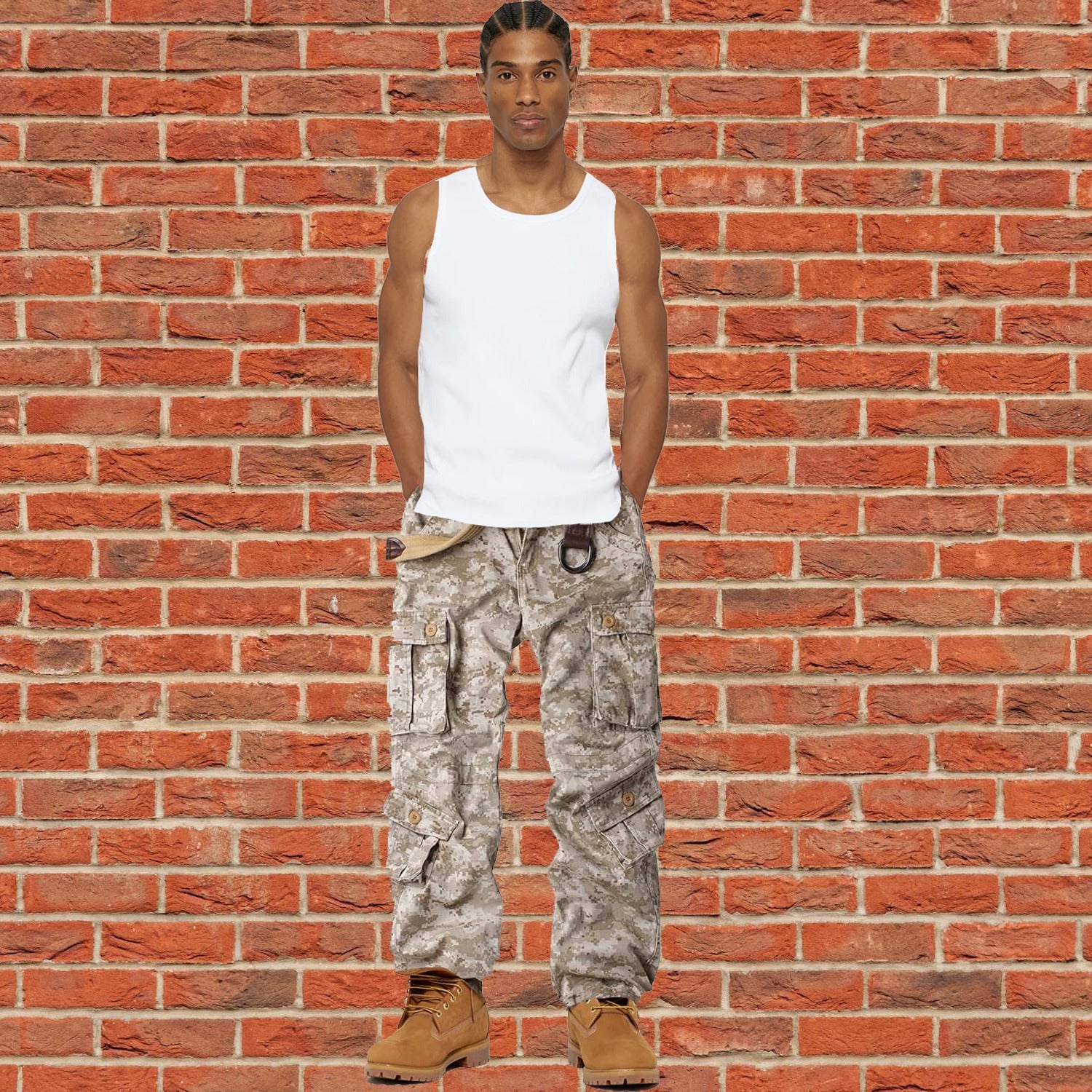 Men's Cotton Casual Military Army Camo Combat Work Cargo Pants with 8 Pockets