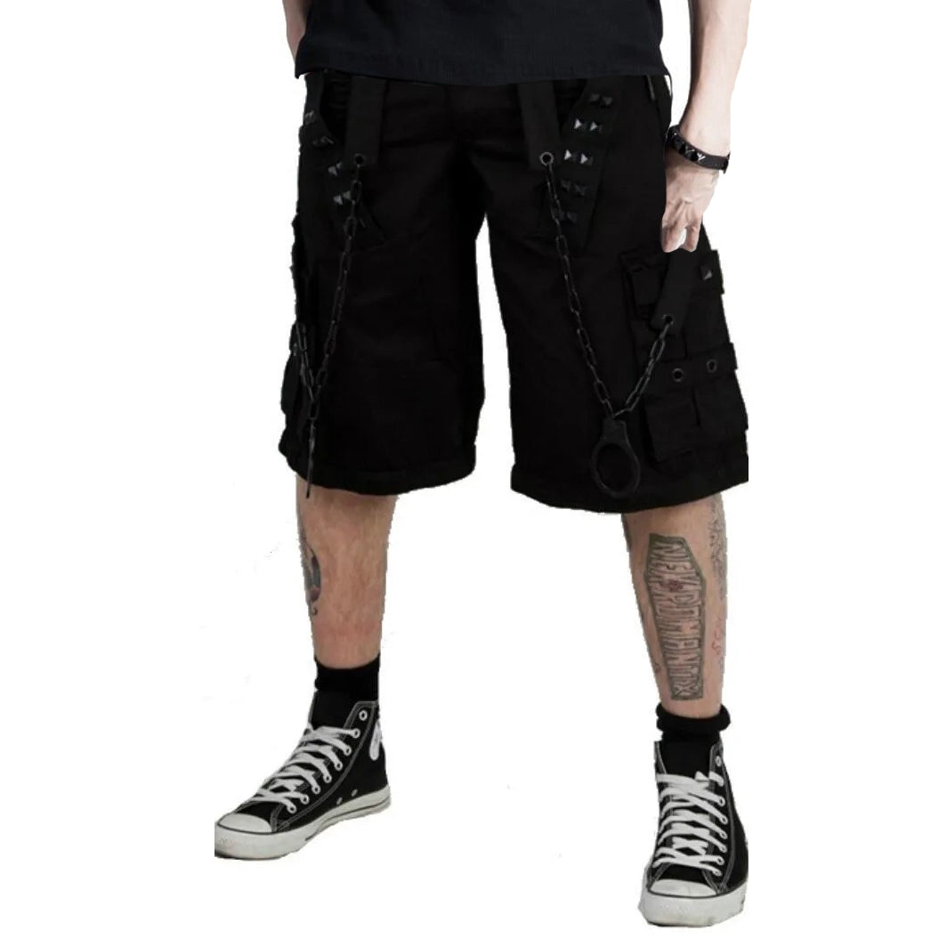 Prime Quality Handmade Gothic Bondage Black Skater Men's Short Alternative Punk Rock Emo Shorts/USA