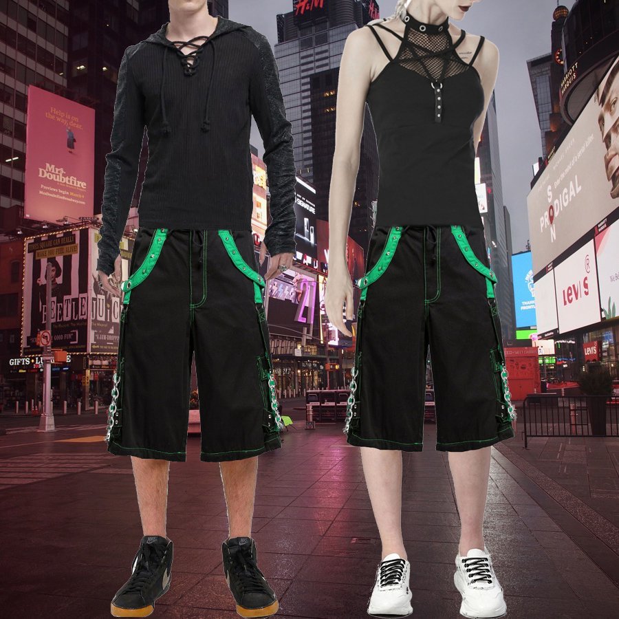 Gothic Men's Bondage Rave Biker Cyber Emo Skater Gothic Shorts