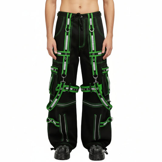 Mens Extreme Bondage Gothic Electro Reflector Black/Green Pant Shorts Usa