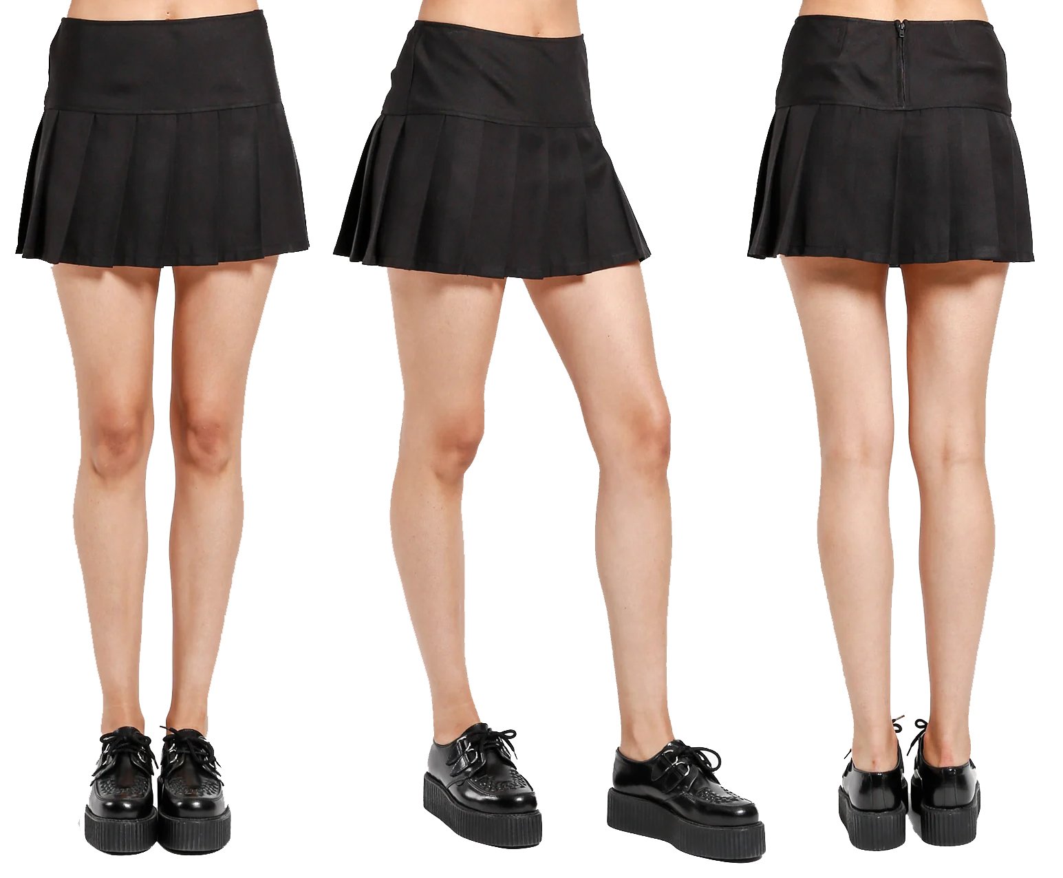 Womens Black Pleated Skirt