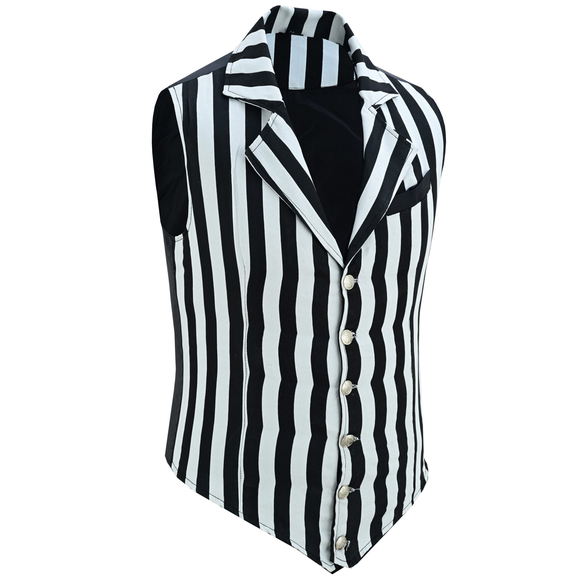 Handmade Black And White Men's Victorian Suit Gentleman Vest Steampunk Gothic Waistcoat/Usa