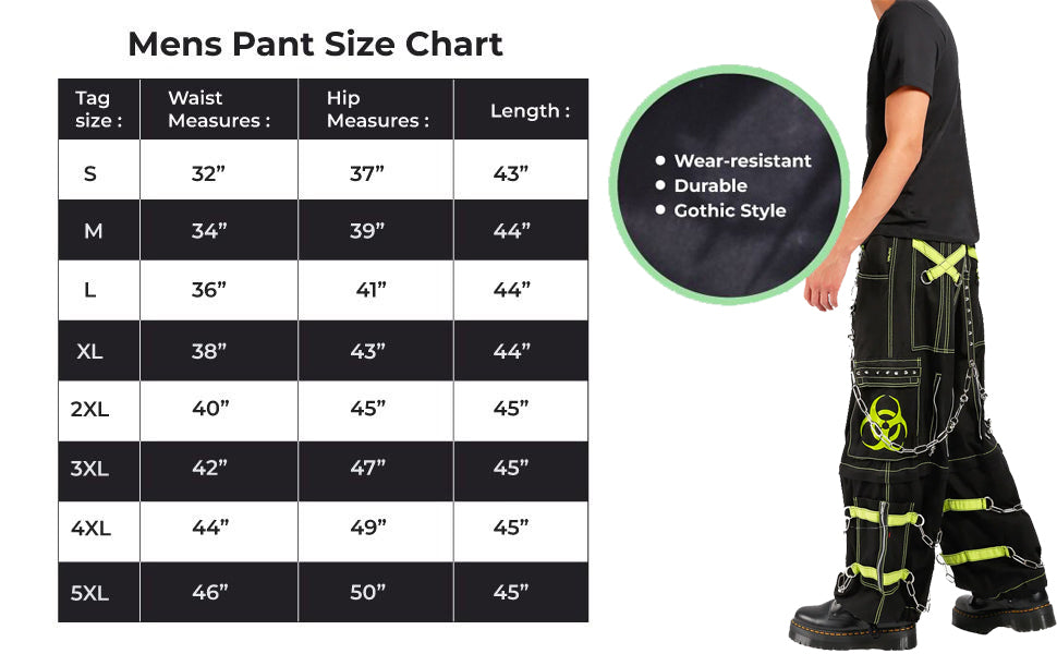 New Biohazard Men Gothic Black Lime Bondage Reflective Biohazard Symbol Pant Alternative Punk Rock Trouser Shorts