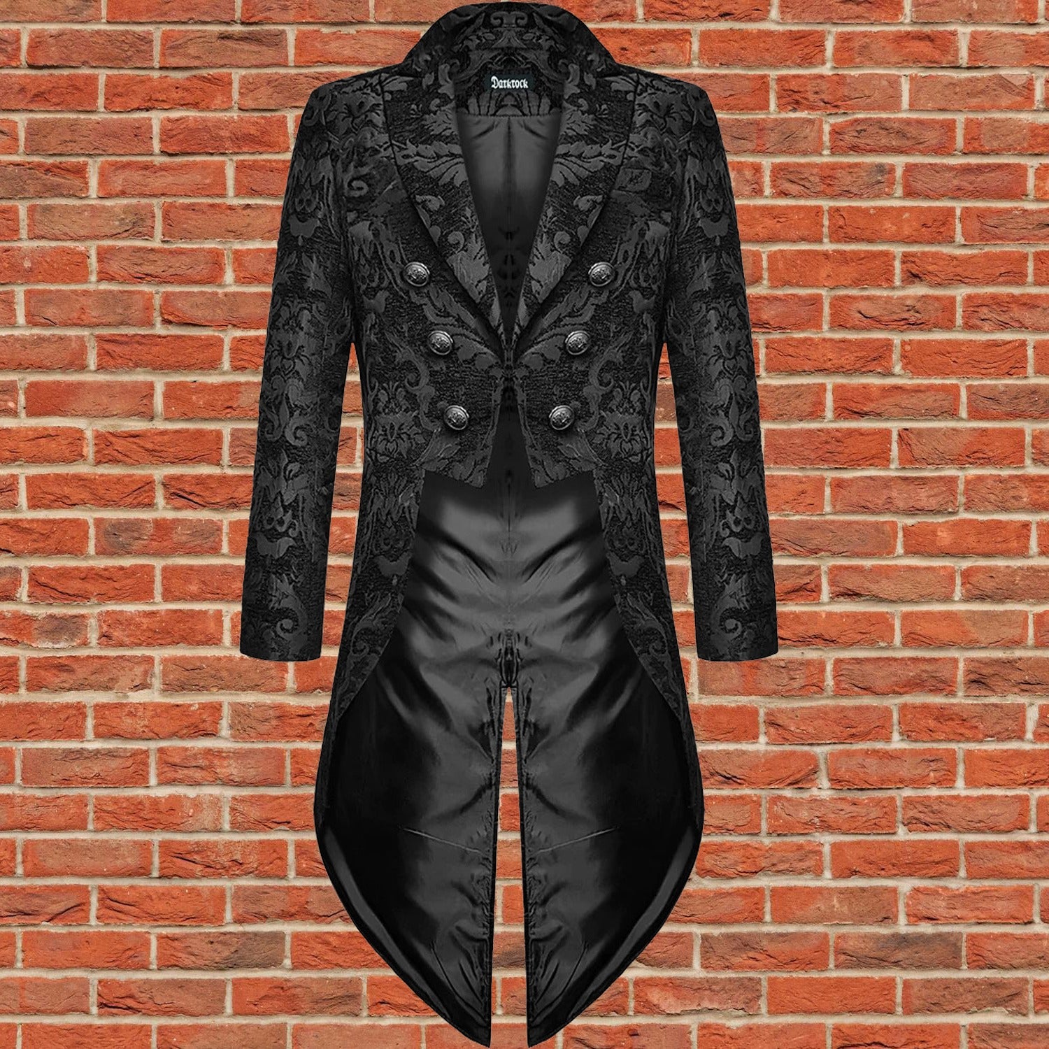 Gothic Devil Fashion Cavalier Men's Steampunk Tailcoat Black Damask