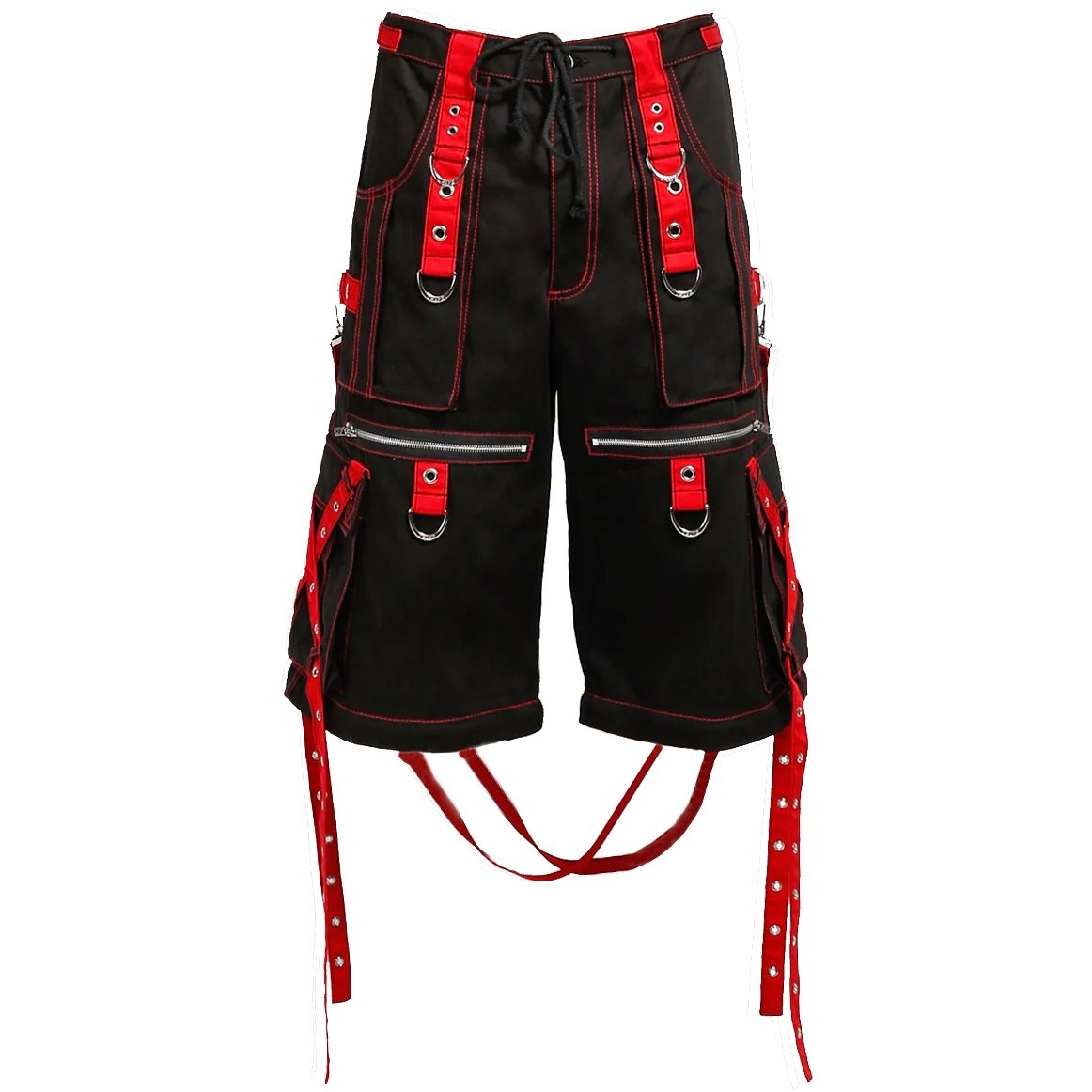 Gothic Mens Zip Shorts Black Red