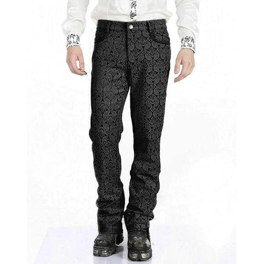 Men Trousers Pants Black Brocade Steampunk VTG Vintage Gothic Victorian