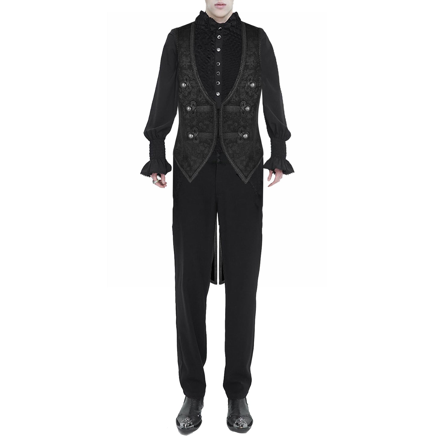 Men's Brocade Vest Waistcoat Tailcoat Black Damask Velvet Gothic Steampunk/Usa