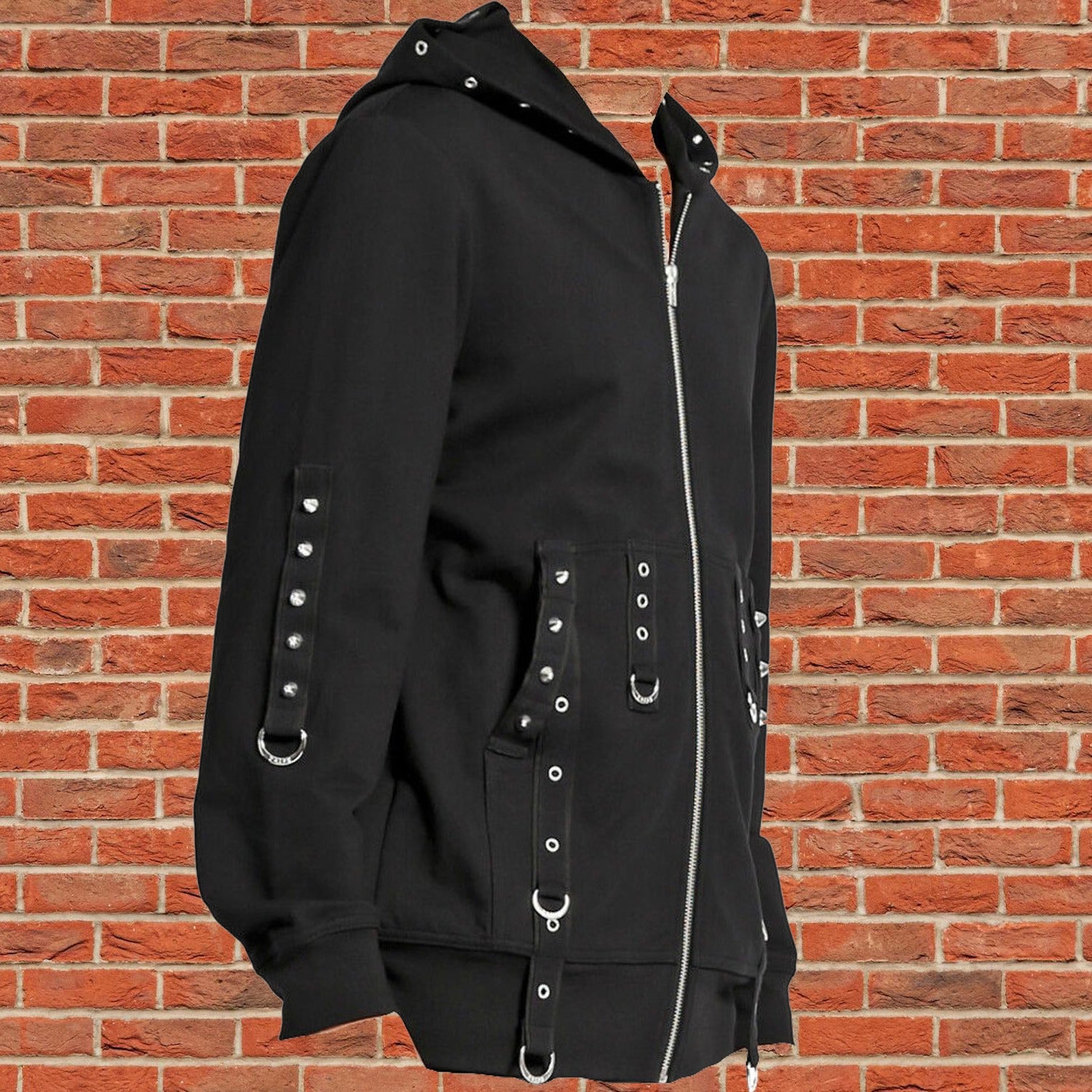 BLACK METAL GOTHIC PUNK STAGE SUPER STRAP HOODIE BLAZER JACKET