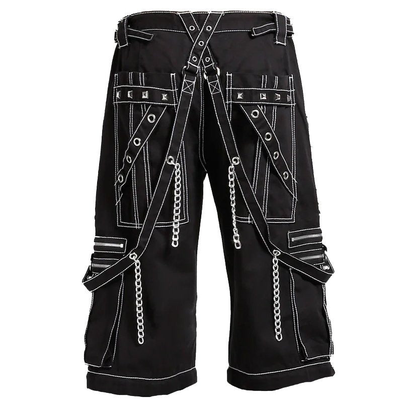 Prime Quality Gothic Men's Black Bondage Gothic Cyber Shorts Chain Techno Rock Punk Shorts