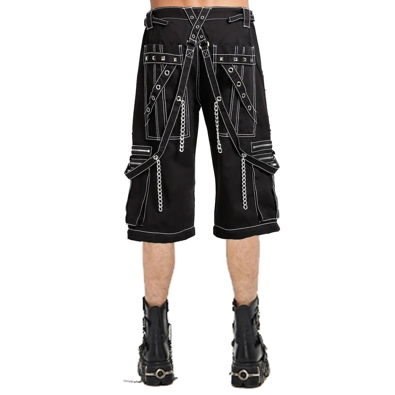 Prime Quality Gothic Men's Black Bondage Gothic Cyber Shorts Chain Techno Rock Punk Shorts