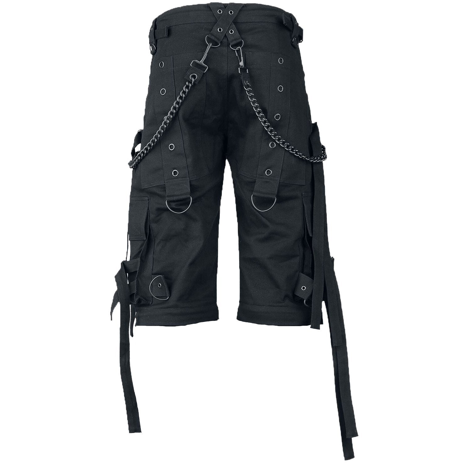 Gothic Bondage Cargo Rock Black Punk Buckle Zips Chain Strap Trousers Emo Shorts
