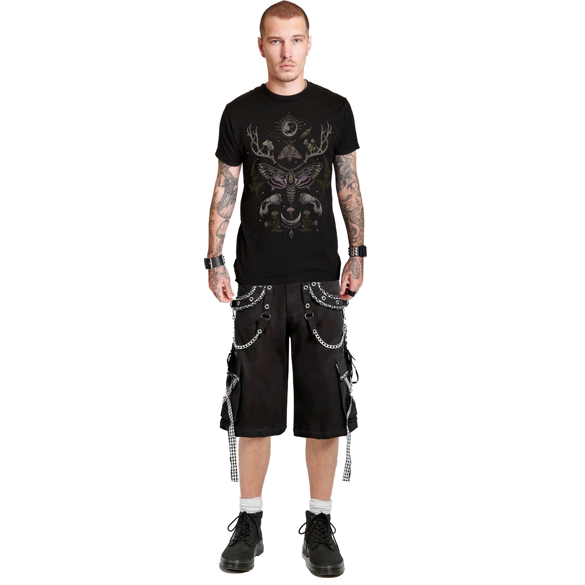 Gothic Men's Peep Dark Street Shorts White