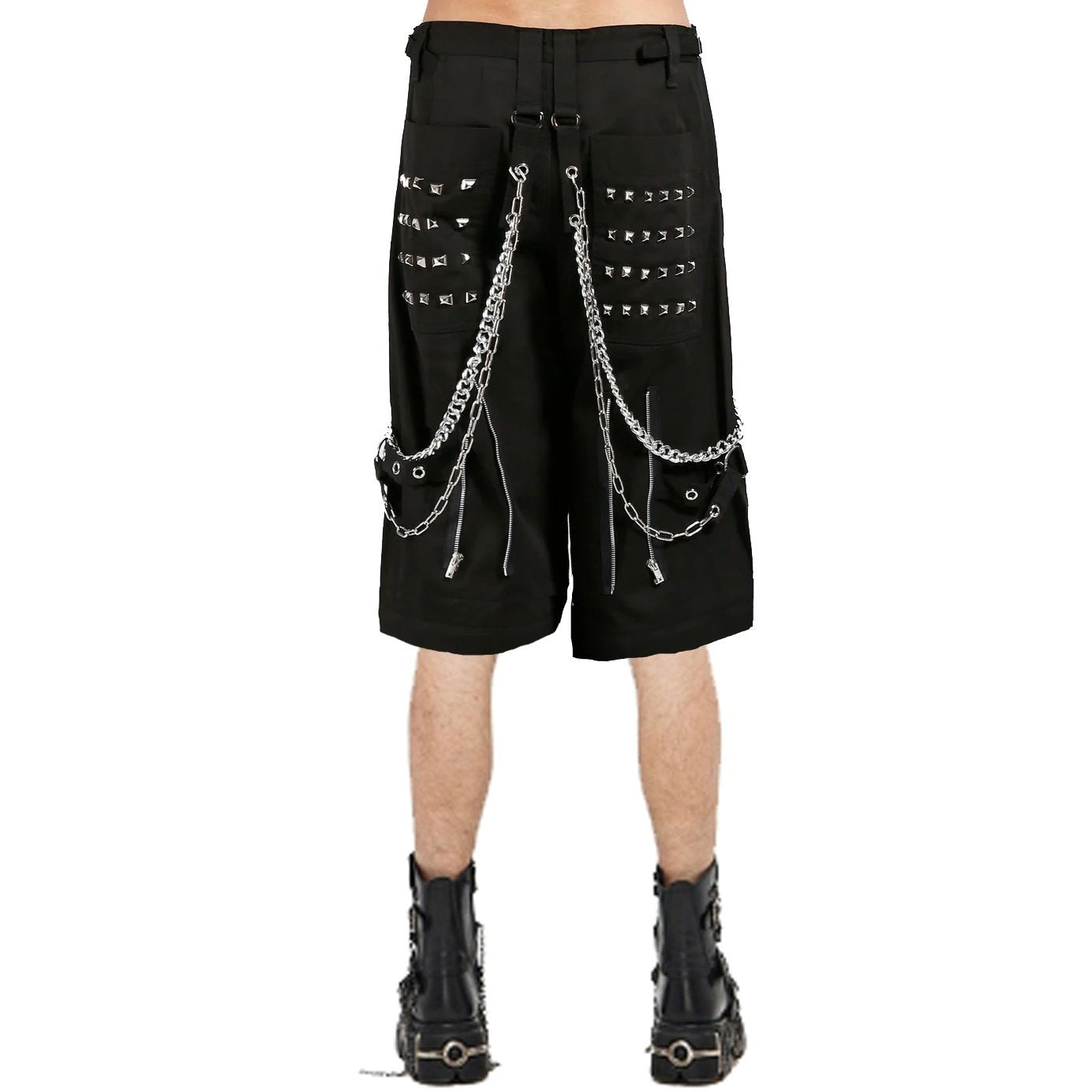 Gothic Mens Black Goth Monster Studs Gothic Punk Rock Shorts