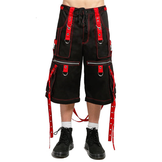 Gothic Mens Zip Shorts Black Red