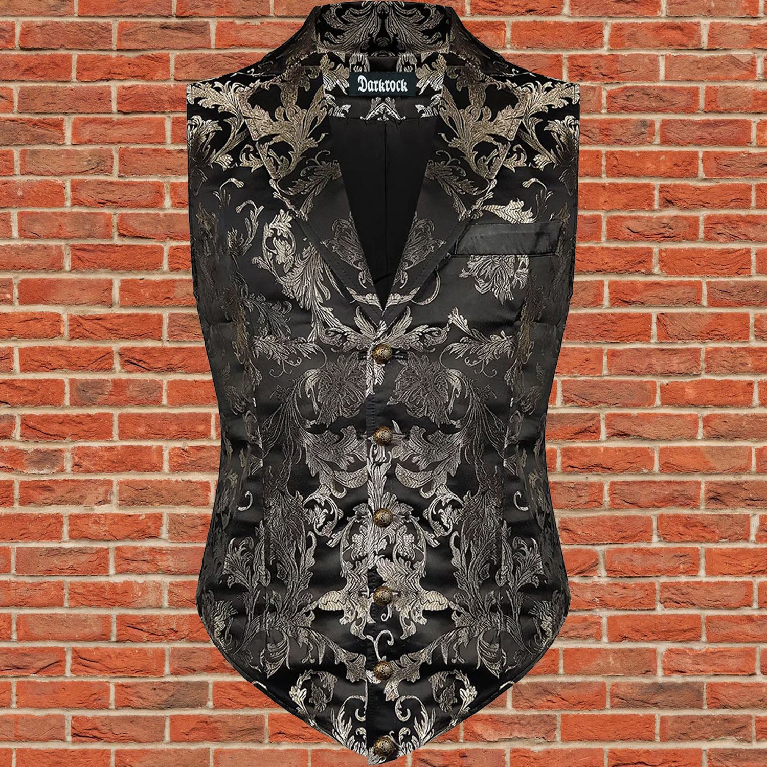 Gothic Devil Fashion Aristocrat Men's Waistcoat Vest Black & Amp Gold