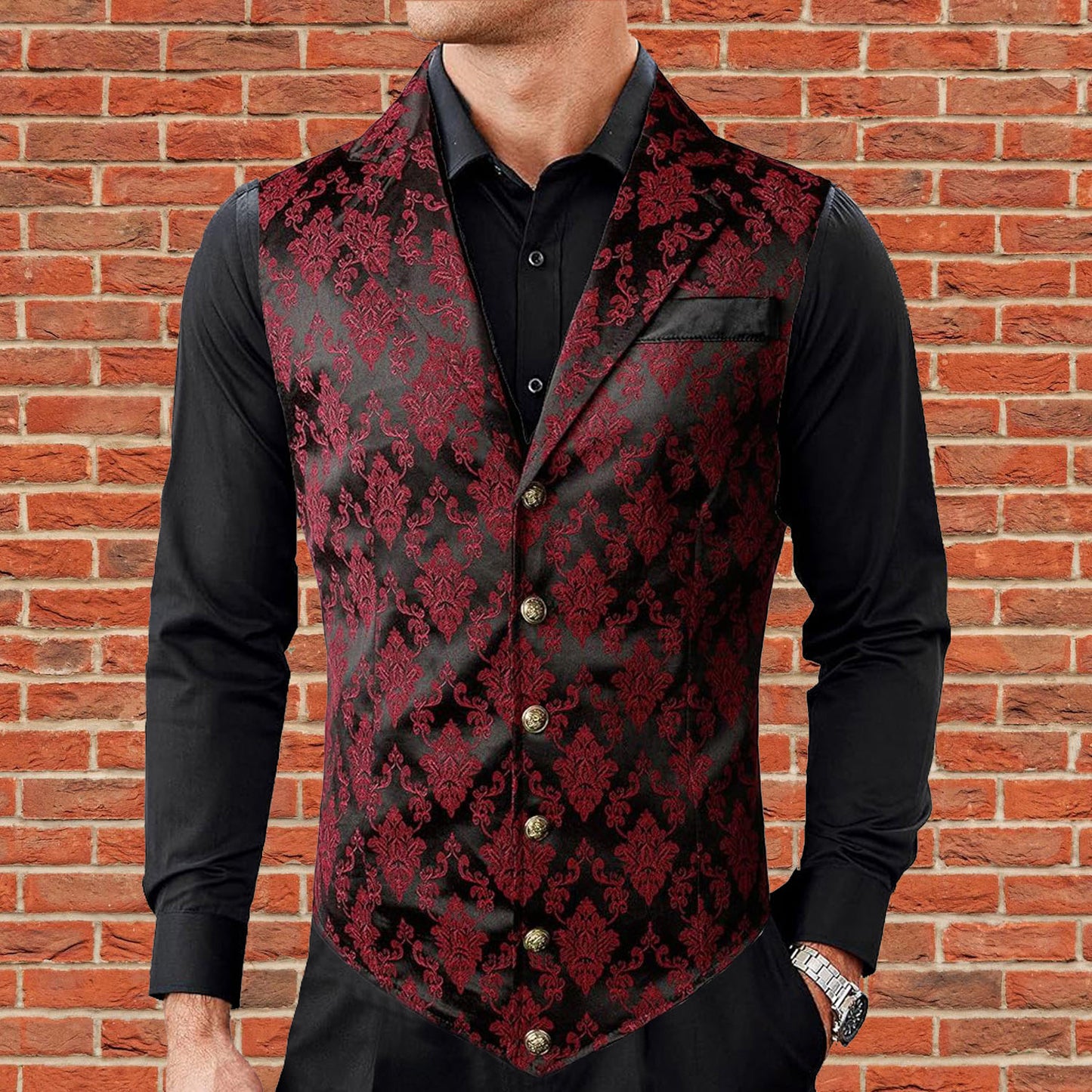 Gothic Men's Victorian Suit Vest Steampunk Waistcoat