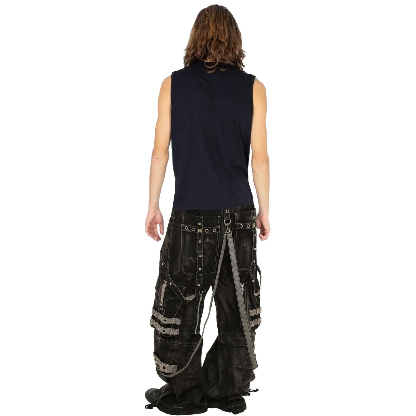 Gothic Black & Amp Grey Overdyed Zip Off Pants