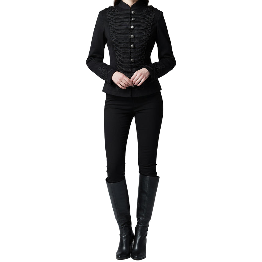 Handmade Women Black Parade Ladies Jacket Steampunk Military Punk Rock Gothic Jacket