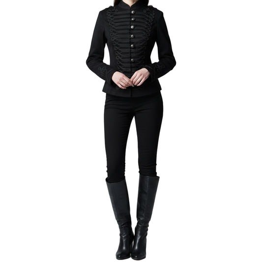 Handmade Women Black Parade Ladies Jacket Steampunk Military Punk Rock Gothic Jacket