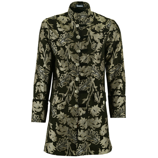 Mens Vintage Gold Steampunk Jacket Victorian Tailcoat Gothic Vampire Cosplay Halloween