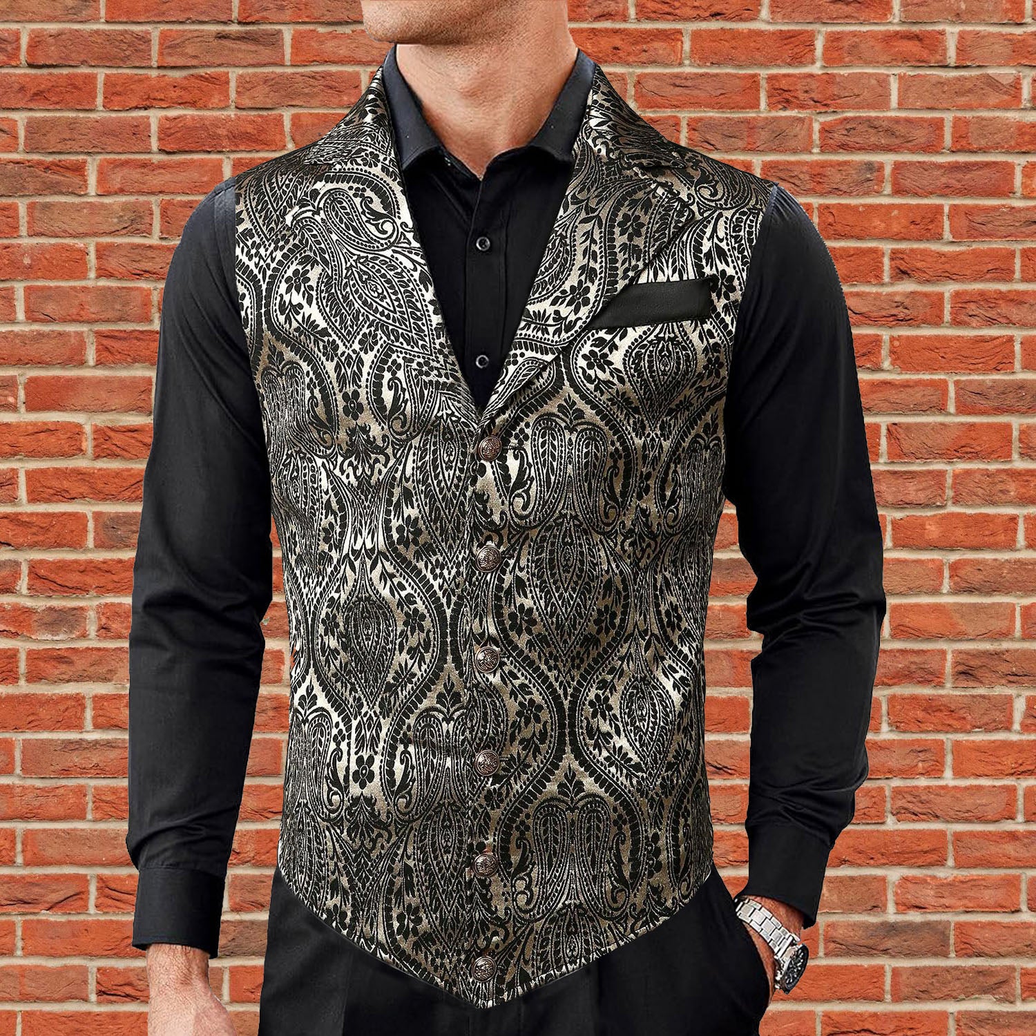 Gothic Men's Victorian Suit Vest Steampunk Waistcoat