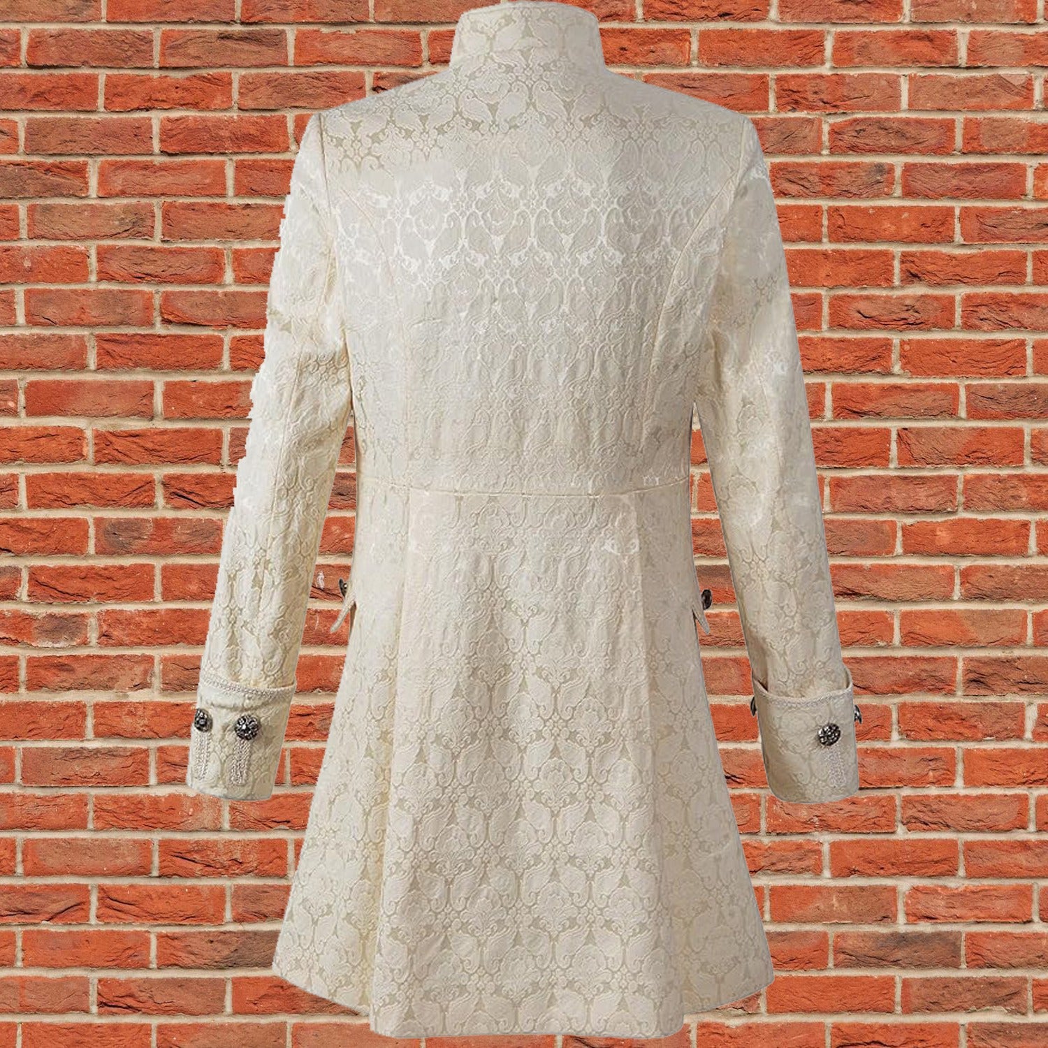 Renaissance Mens Velvet Goth Steampunk Victorian Frock Coat Cream