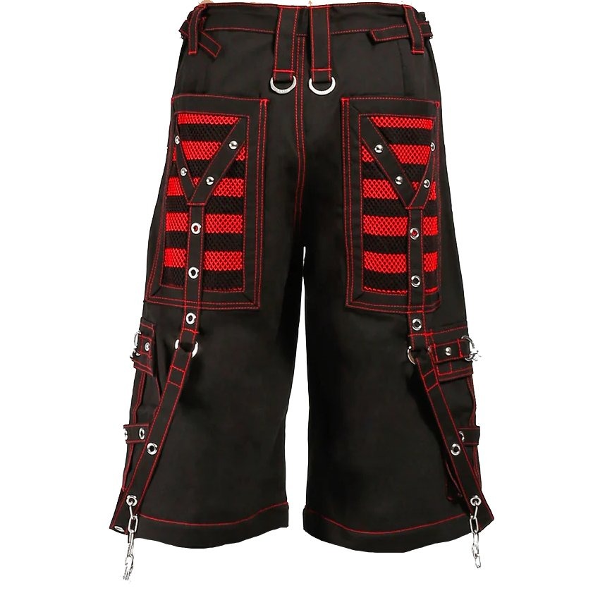 Gothic Extreme Bondage Skater Gothic Punk Rocker Cyber Steampunk Electro Shorts Red
