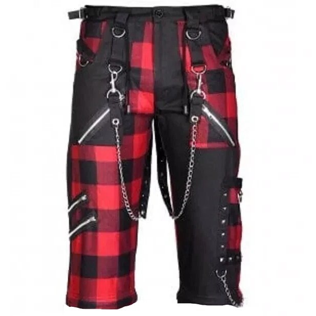 Men's Gothic Split Leg Bondage Rock Hard Shorts Emo