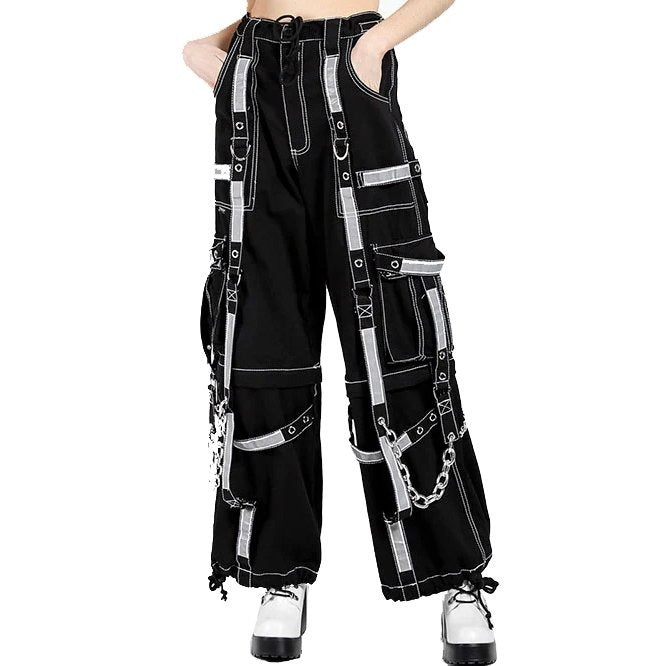 Women's Bondage Reflective Alternative Punk Rock Emo Trouser Pant Shorts
