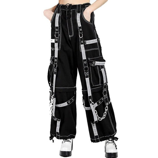 Women's Bondage Reflective Alternative Punk Rock Emo Trouser Pant Shorts