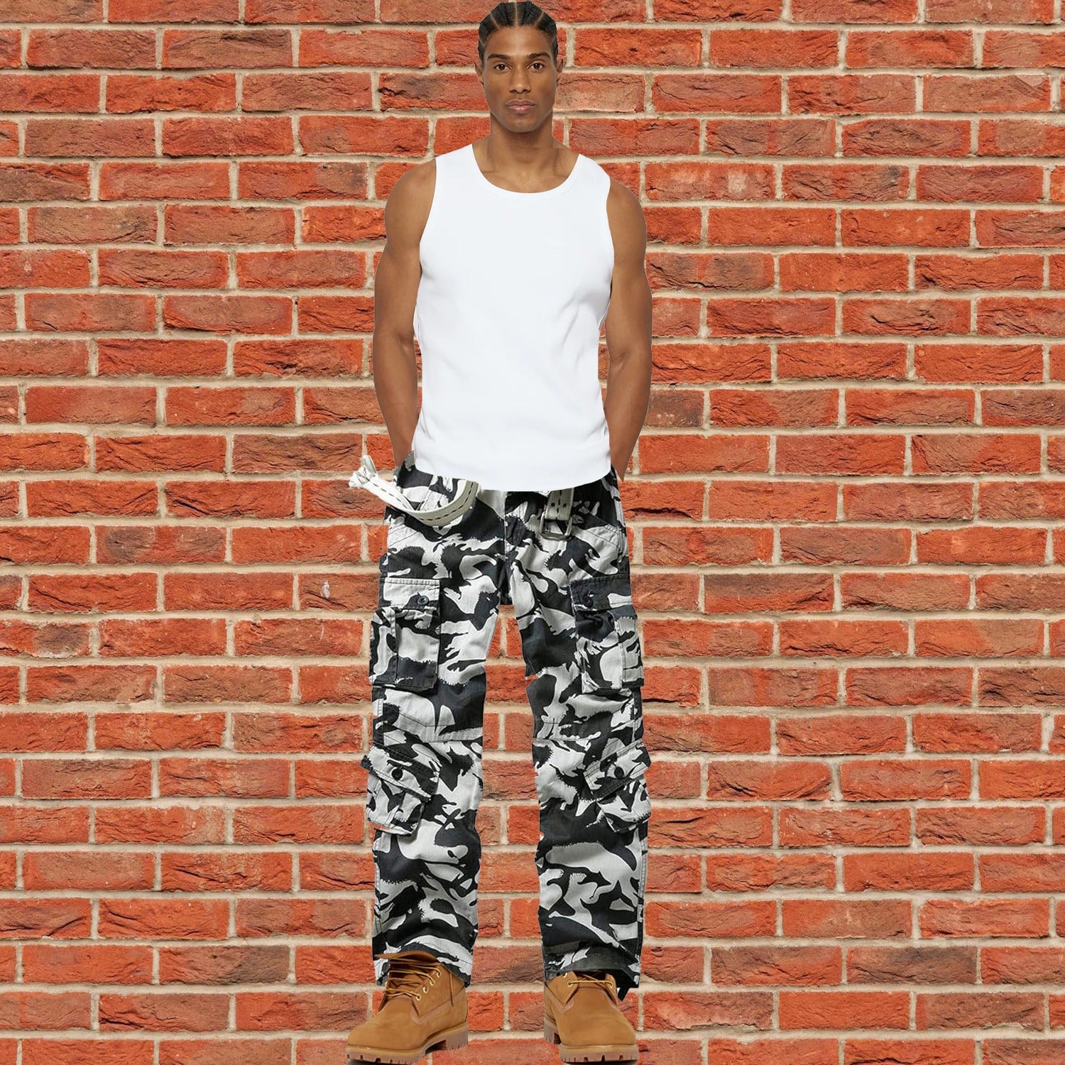 Men's Cotton Casual Military Army Camo Combat Work Cargo Pants with 8 Pockets