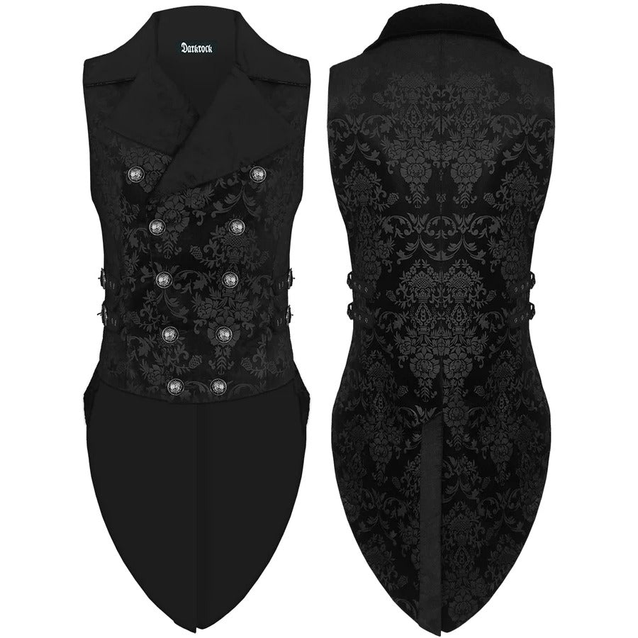 Gothic Punk Rave Arcana Men's Tailcoat Vest Black Grey