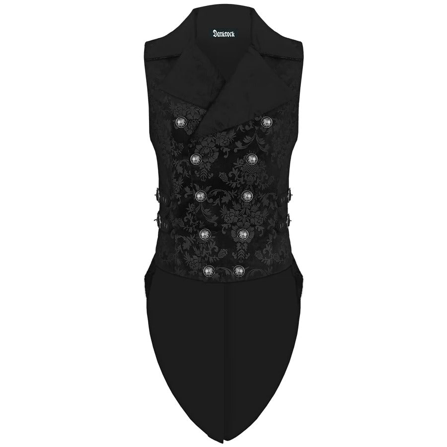 Gothic Punk Rave Arcana Men's Tailcoat Vest Black Grey