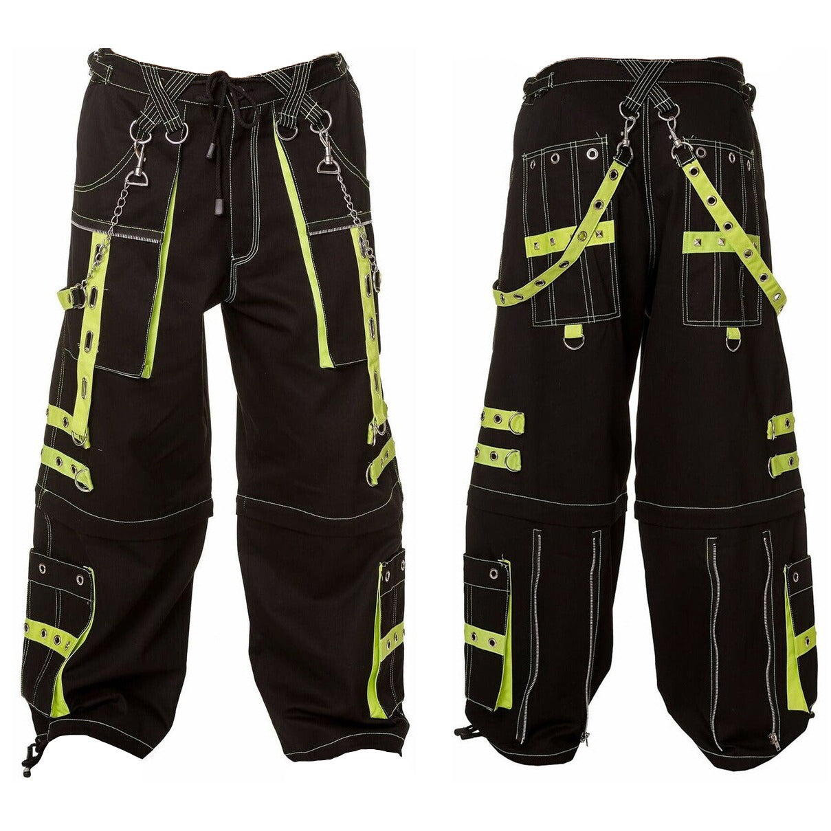 Gothic Men's Handmade Bondage 4 Pocket Trouser Punk Rock Black Yellow Gothic Yellow Stitch/USA