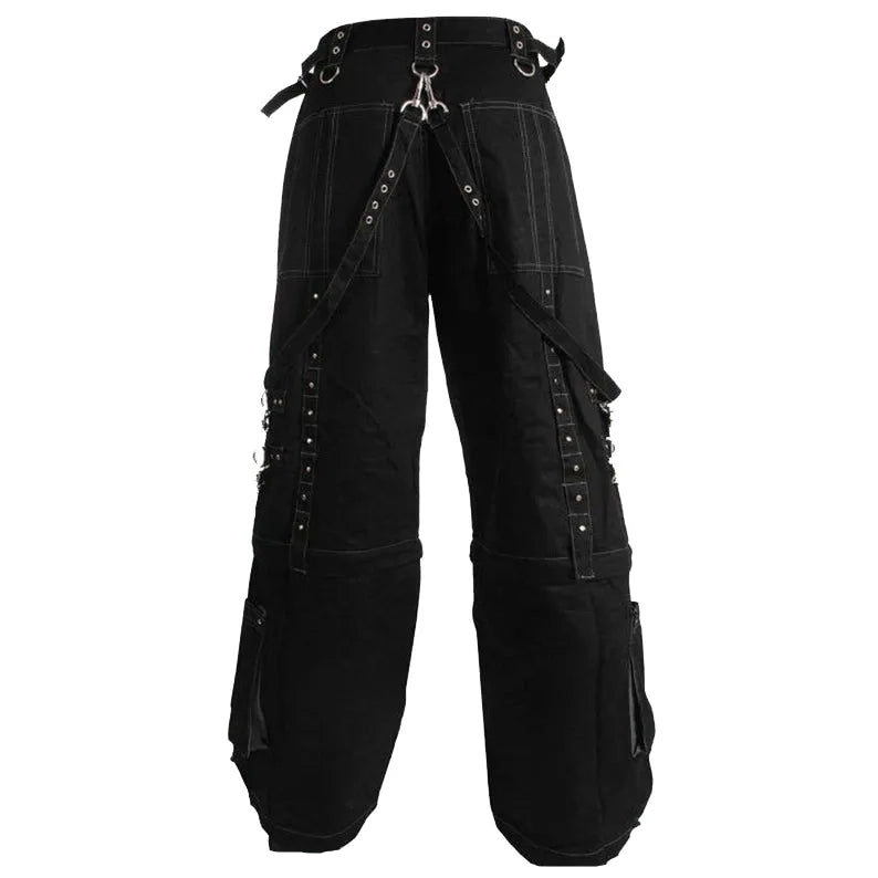 Men Handmade Gothic Bondage Trouser Grey Thread Cyber Pant Punk Shorts Metal Studs Pants/Gothic Pant