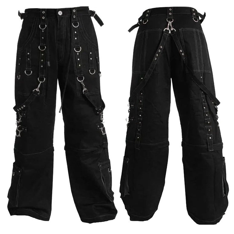 Men Handmade Gothic Bondage Trouser Grey Thread Cyber Pant Punk Shorts Metal Studs Pants/Gothic Pant