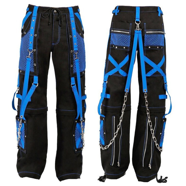 Gothic Handmade Gothic Bondage Men Pant Alternative Punk Rock Black Blue Emo Trouser Pant Shorts USA