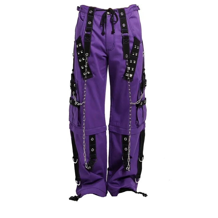 Gothic Bondage Handmade Men Pant Alternative Punk Rock Transformer Trouser Purple Baggy