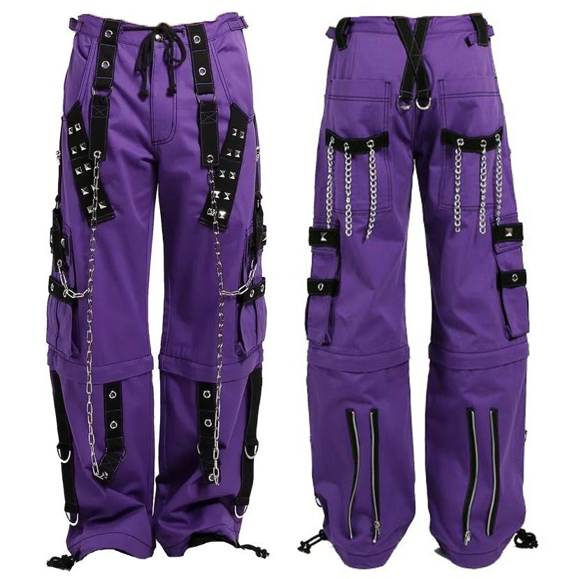Gothic Bondage Handmade Men Pant Alternative Punk Rock Transformer Trouser Purple Baggy