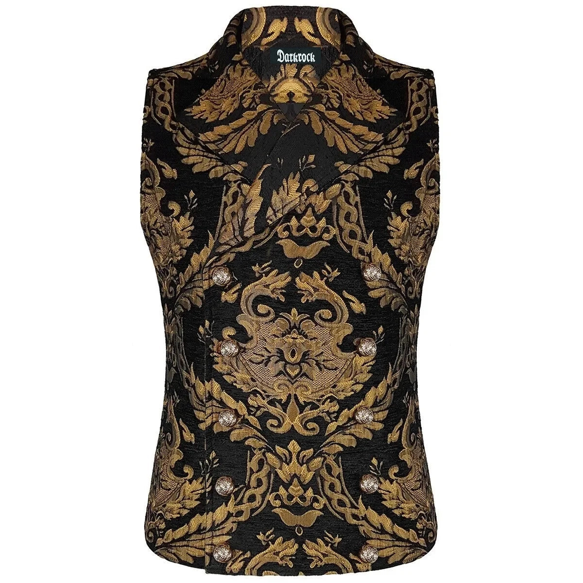 Prime Quality Men's Handmade Gold Black Victorian Cavalier Waistcoat Vest