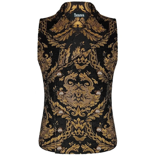 Prime Quality Men's Handmade Gold Black Victorian Cavalier Waistcoat Vest