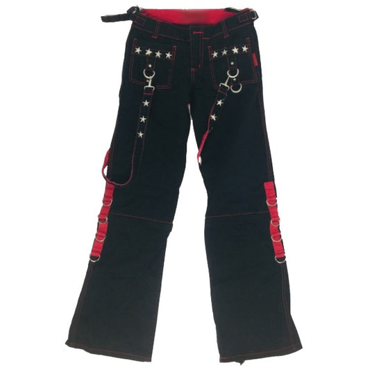 Prime Quality Gothic Men's Punk Goth Emo Bondage Star Black Red Pants