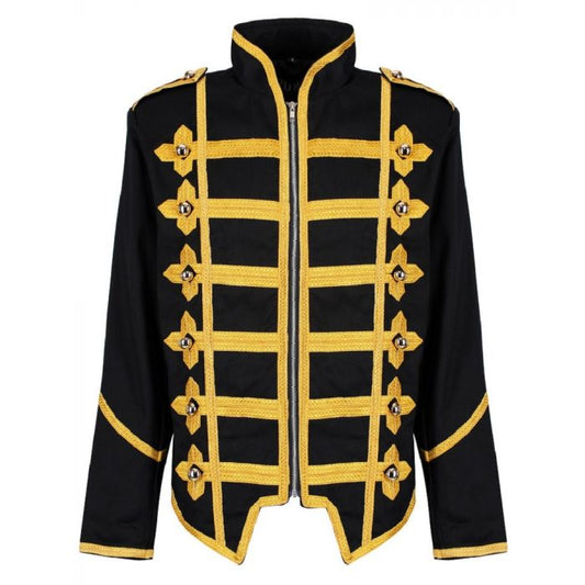 Military Drummer Jacket Black Parade Jacket Goth Punk Adam Ant Vtg Style Black &Amp Gold Jacket