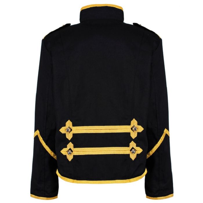 Military Drummer Jacket Black Parade Jacket Goth Punk Adam Ant Vtg Style Black &Amp Gold Jacket