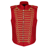 Men's Military Hussar Sleeveless Vest Red & Gold Jacket Free Shipping Usa