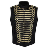 Prime Quality Handmade Men's Military Hussar Sleeveless Black Vest Black Gold Jacket