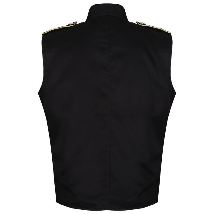 Prime Quality Handmade Men's Military Hussar Sleeveless Black Vest Black Gold Jacket